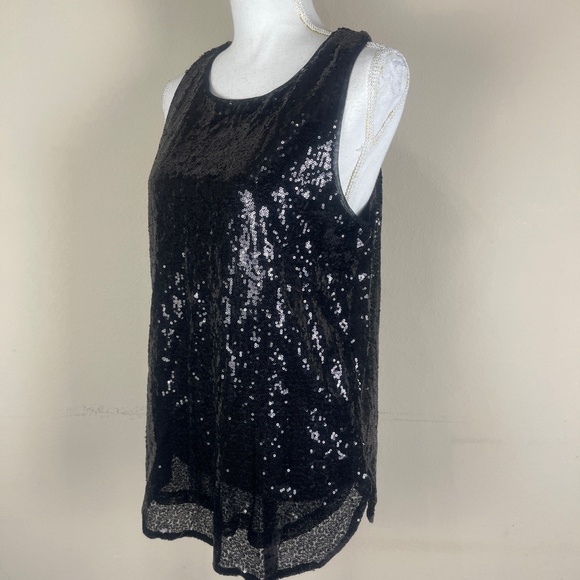 NWT Zeagoo Women Tank Top Sz Large Sequin Sheered Party Black - Picture 4 of 10
